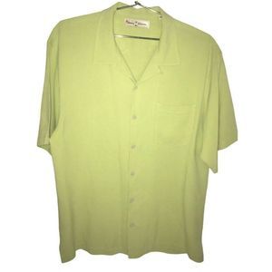 TOMMY BAHAMA Aloha Hawaiian Camp Green Silk SHIRT